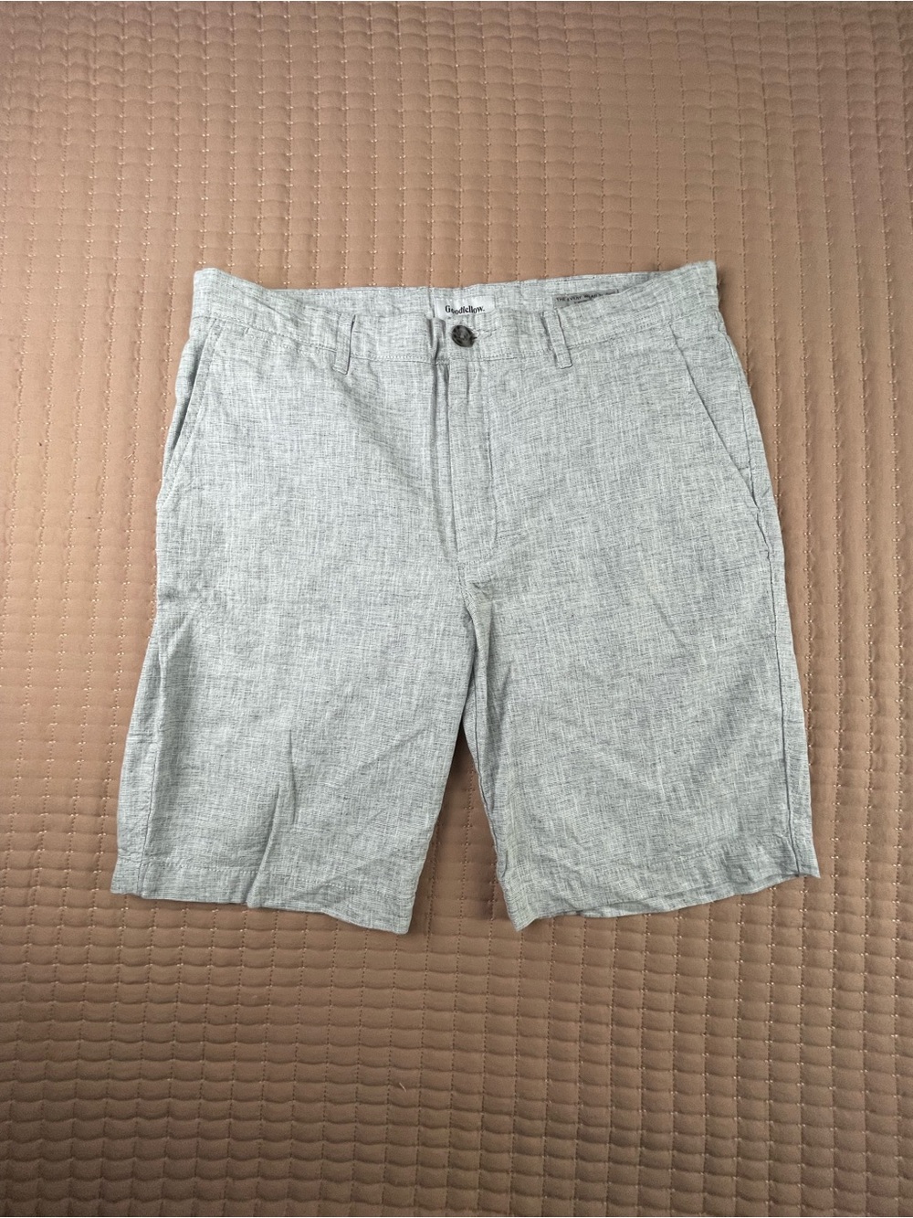 Goodfellow & Co Light Gray Linen Blend Flat-Front Men’s Shorts 32W